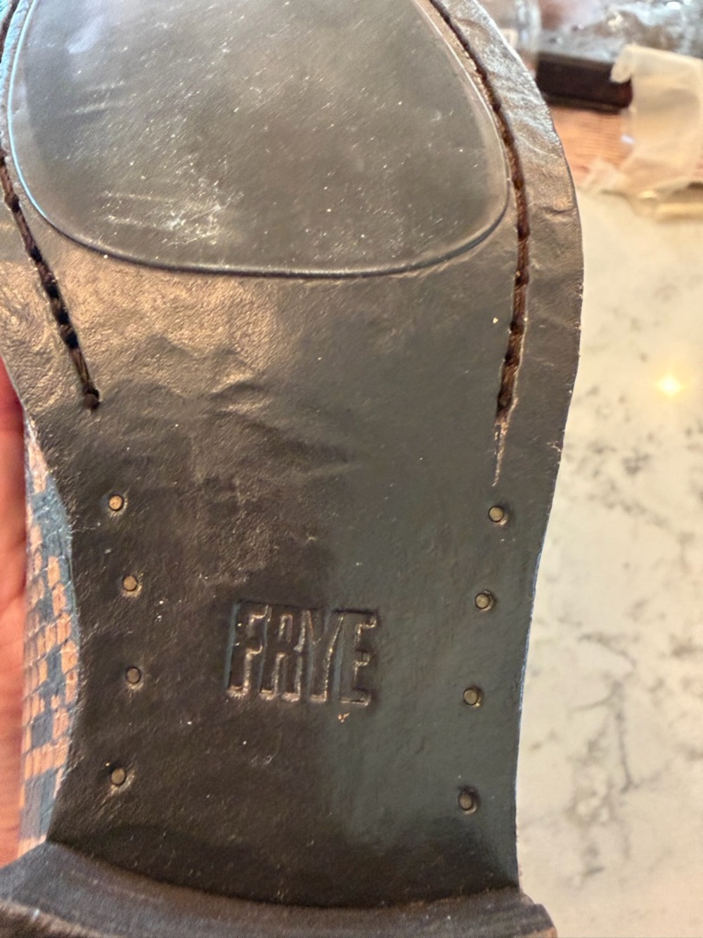 Frye Melissa Harness Pull On Tall- Brown Snakeskin Pattern Knee-High Boots - Picture 5 of 5